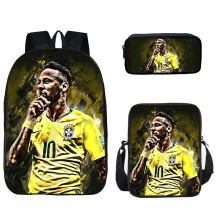 (Section 12, Three piece set) Mbappe Neymar football backpack PSG Brazil themed school rucksack for primary and secondary students