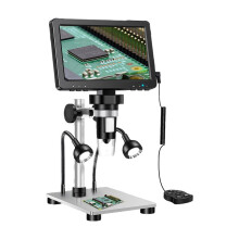 Microscope numérique LCD 7 pouces, grossissement 1200x, vidéo 1080p avec support métallique, mise au point ultra-précise 12 MP, éclairage LED, v