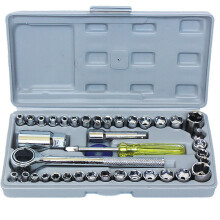 Coffret à outils 40 pièces pour voiture, comprenant douilles, clés mixtes et outils de réparation d'urgence