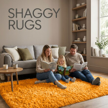 (Ochre/Yellow Rug) 140x200cm (4.5ft x 6.5ft) Ultra Soft Shaggy Rugs - Fluffy Plush Large Area Rug for Living Room Bedroom UK