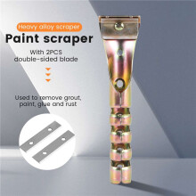 Paint Scraper Heavy Duty Alloy Scraper with 2PCS Double-Sided Blades for Removing Grout, Paint, Glue, Rust