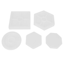 5Pcs Diy Coaster Silicone Mold Included Square Hexagon Circle Octagon Mold For Resin, Concrete, Cement, Home Decoration