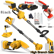 2 IN 1 Pole Chainsaw Cordless Long Reach Cutter Pruner Saw 2 Batteries + Charger
