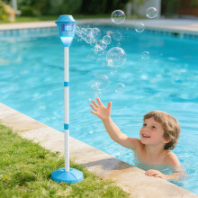 (Blue) [Must-have für Partys] Automatische Musik- und Lichtblasenmaschine |Höhenverstellbares Vertikalgebläse |Outdoor-Spielzeug für Mädc