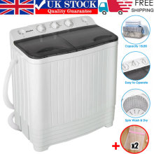 8.5kg Twin Tub Portable Washing Machine Compact Mini Laundry Washer Spin Dryer