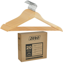 20 X WOODEN COAT HANGERS SUIT GARMENTS CLOTHES WOOD HANGER TROUSER BAR SET