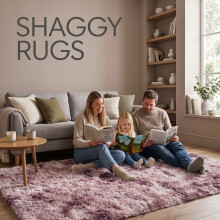 (Tie Dye Lilac Rug) 140x200cm (4.5ft x 6.5ft) Ultra Soft Shaggy Rugs - Fluffy Plush Large Area Rug for Living Room Bedroom UK