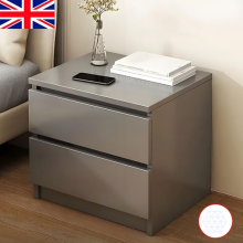 Grey Wooden Bedside Table Cabinet 2 Drawers Nightstand Bedroom Storage Furniture