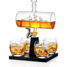 (5PCS) 5er-Pack Whisky-Dekanter-Set, Flaschenwein-Dekanter mit 4 Kugelgläsern und Tablett, Bar-Set für Scotch, Bourbon, Wodka und