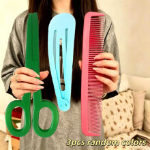 3-Piece Set: Giant Hair Clips, Giant Combs, Giant Scissors, Cute Aesthetic Snap Hair Clips, Fun Oversized Hair Accessories For