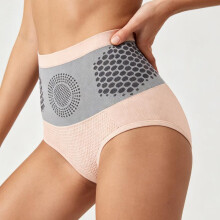 (red, XL) High-Waist Honeycomb Shapewear Tummy Control Panties Soft Breathable Seamless Skin-Friendly Honeycomb Design