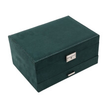 Drei Schicht Neu Vintage Flanell Schmuck Schatulle Ohrringe Ohrringe Ringe Halskette Schmuck Aufbewahrung Schachtel Dunkel GrüN