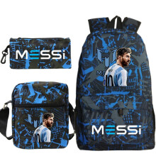 (321-BK-black 1, Three-piece suit) Messi Soccer Print Backpack Set for Kids Students 3-Piece Lightweight Water-Resistant Sport School Bag