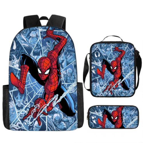 (1, Three-Piece Set) Marvel Spider-Man Backpack 3-Piece Set Student Large Capacity Storage Backpack
