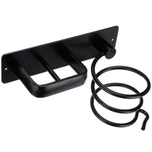 (Black) 1 Set Durable Hair Dryer Holder 2 in 1 Aluminum Alloy Flat Irons Curling Wands Hanger compatible withShower Room