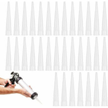 40pcs Silicone Nozzle Tip Gun Cartridge Silicone Nozzles Replacement Nozzles for Silicone Adhesive Sealant with Plastic Scraper for Caulking Extension
