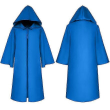(XXL, Blue) Hooded Robe Cloak - Ideal For Halloween & Knight-themed Parties Cosplay Costume