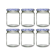 Kilner Glass Storage Jar 6pcs Round 228ml Twist Lid Airtight Preserving Gingham