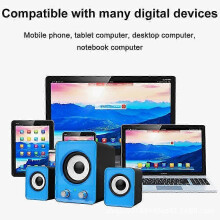 (Black Blue) Compact 2.1 Subwoofer USB Speaker Set 12W, 3.5 Mm, USB Power Supply, use in PC, Laptop, Tablet and Smartphone
