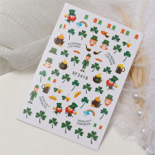 Adhesive Nail Sticker Saint Patrick’s Day Nails Art Sticker Green Nail Decals 11style