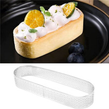 16Pcs Oval Tartlet Molds,French Dessert Mousse Fruit Pie Tart Ring Quiche Cake Mold, Stainless Steel Tart Mousse Ring