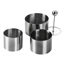 4PCS Stainless Steel Round Cold Dish Mold with Push Plate Kitchen Hotel Dish Tool Salad Plate Fried Rice Forming Mold