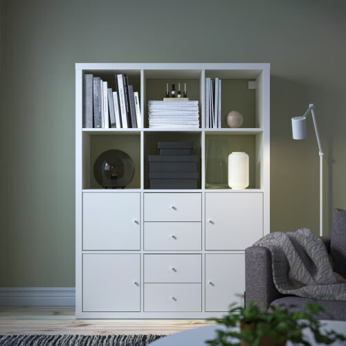 IKEA KALLAX 12 Cube Unit with 6 Inserts 112x147