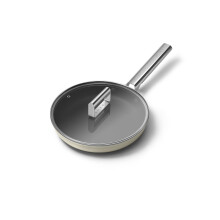 Smeg 24cm Retro Frying Pan, Oven Safe, Suitable for All Hob Types, Aluminium, Cream, FPF2402CRM
