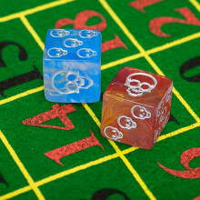 10Pcs Acrylic 6 Sided Dices Skull Pattern Dices Round Corner Role Playing Dices Blue