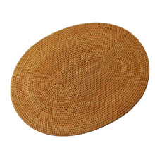 Rattan Gewebte Tischsets Ovale Runde Tischsets Rutschfeste HitzebestäNdiges Tischset NatüRliches Mehrzweck Tischset 30X40Cm
