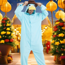 (32) Herren-Cartoon-Overall-Pyjama, Herbst und Winter, mit Fleece gefüttert, dicker Halloween-Overall, Heimkleidung,