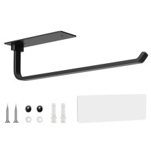 Paper Towel Holder - Self Adhesive or Drilled, Matte Black,Upgraded Stainless Steel Kitchen Roll Dispenser Under Cabinet