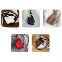 Mini Zippered Around Wristlet Keychain Wallet PU Purse For Women And Teen Girls Beige