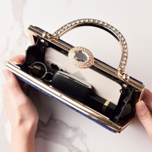 Luxurious Rhinestones Decoration Crossbody Party Evening Purse For Prom Occasion Black