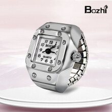 (Small square white pastry) 2 Pack Couple Finger Ring Watch Vintage Mini Quartz Finger Watches, Couple Matching Novelty Jewelry Gift