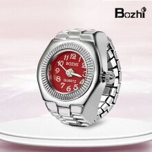 (Small round red dough) 2 Pack Couple Finger Ring Watch Vintage Mini Quartz Finger Watches, Couple Matching Novelty Jewelry Gift