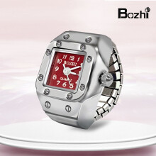 (Little Fang's red face) 2 Pack Couple Finger Ring Watch Vintage Mini Quartz Finger Watches, Couple Matching Novelty Jewelry Gift