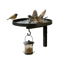 Wall Mounted Metal Bird Bath with Feeder Hook, Durable Outdoor Bird Bath Bowl for Garden, Patio