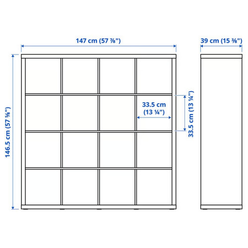 IKEA KALLAX 16 Cube Unit with 8 Inserts 147x147cm 2