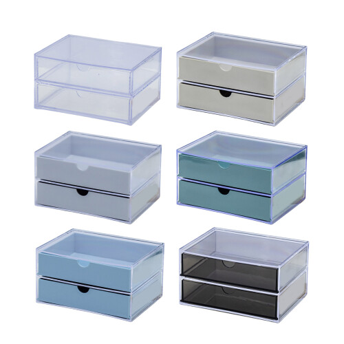 2Layer Manicure Nails Tools Storage Box Nails Polish Organizer Nails Pen Holder Light blue 1