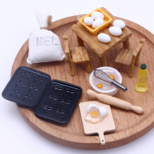 Cute Educational Dollhouses Baking Playset Flour Bag Dollhouses Table Chairs True color