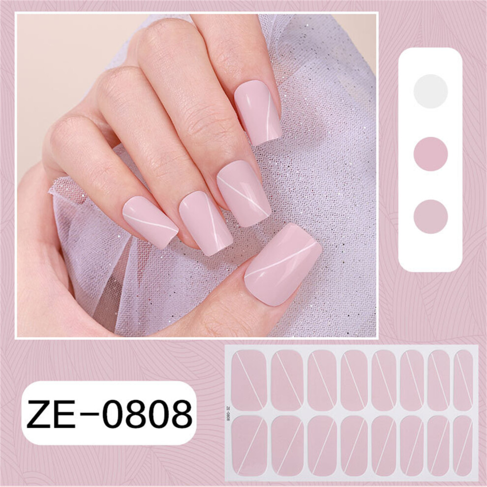 Gels Nail Wraps French Tip Nails Polish Stickers Flowers Gels Nail Strips 13