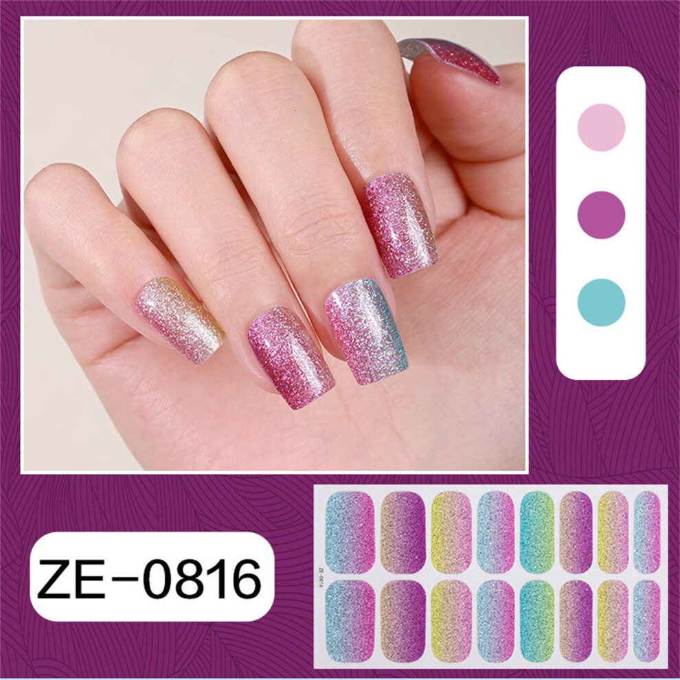 Gels Nail Wraps Flowers Gels Nail Strips Glittering Nails Polish Stickers 17