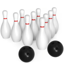 Bowlingspielzeug-Set, Sportspielzeug für drinnen und draußen, klassischer weißer Stil, große Größe, 10 Pins, 2 Bälle