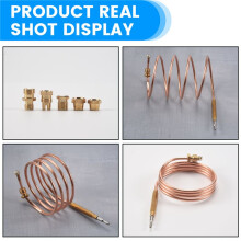 Universal Gas Stove Thermocouple with 5Pcs Nuts Heating Gas Burner Replacement Thermocouple Adaptor