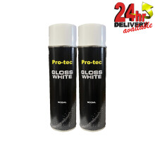 Pro Tec PROGW500 Gloss White Acrylic Spray Paint 500ml Fast dry Aerosol Can x2