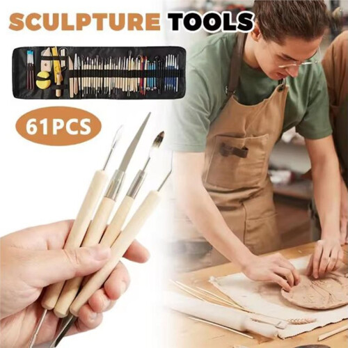 61PCS Pottery Tools Pottery Tools for Sculpting Polymer Clay Tools Kit for DIY Handcraft Modeling Clay Carving Tools Set 2