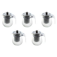 5X 350ML Heat-Resistant Clear Glass Teapot Stainless Steel Infuser Flower Tea Pot