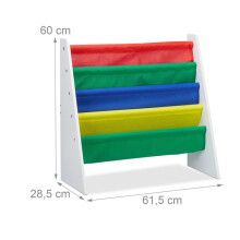 Biblioteca colorida para crianças com armazenamento 80 x 30 x 90 cm, compartimentos lúdicos, design moderno