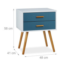 Comò rétro scandinavo 58 x 48 x 41 cm con 2 cassetti elegante e funzionale